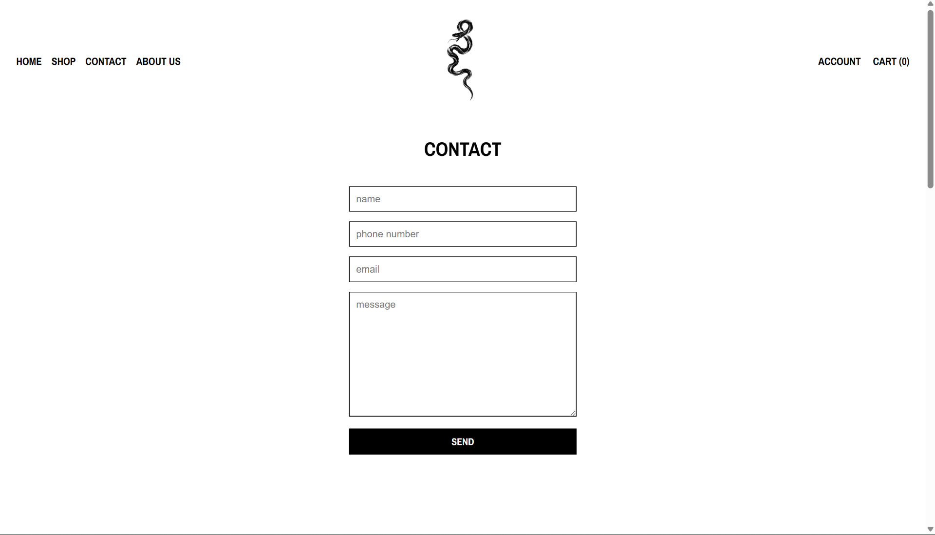 Minimal contact form page
